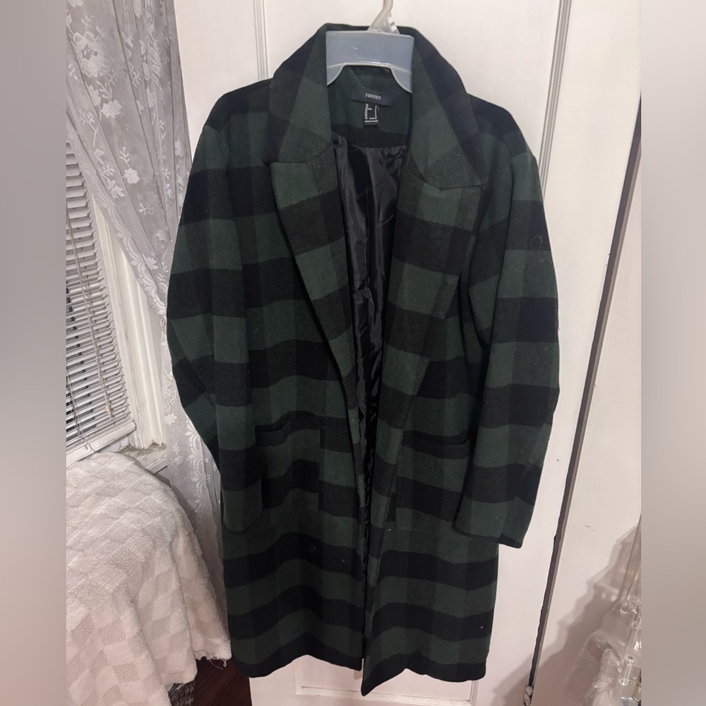 Forever 21 Dark Green and Black Checkered Jacket
